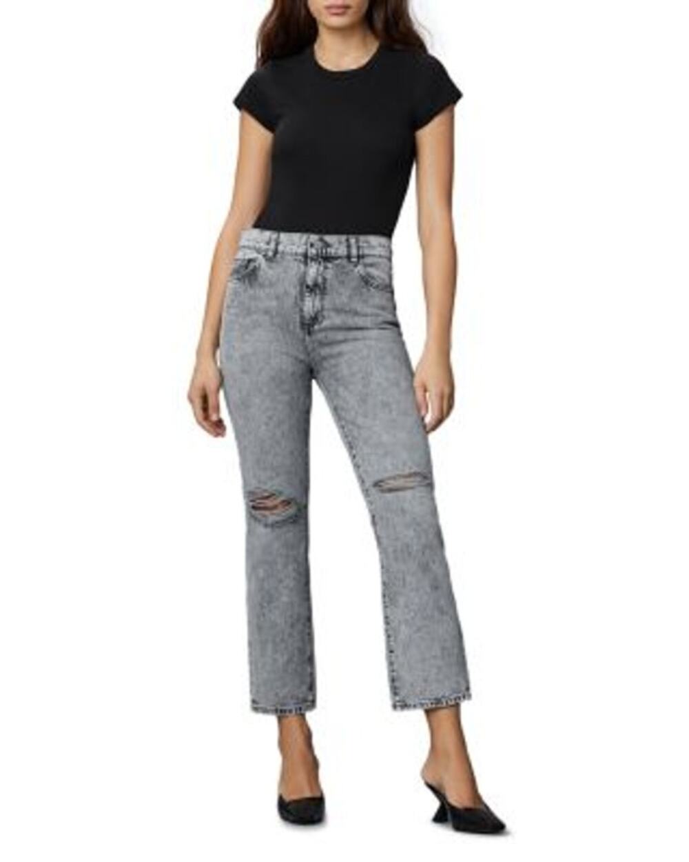 DL1961 Patti Straight Leg Ankle Jeans Women's Size 32 High Rise Gray Distressed